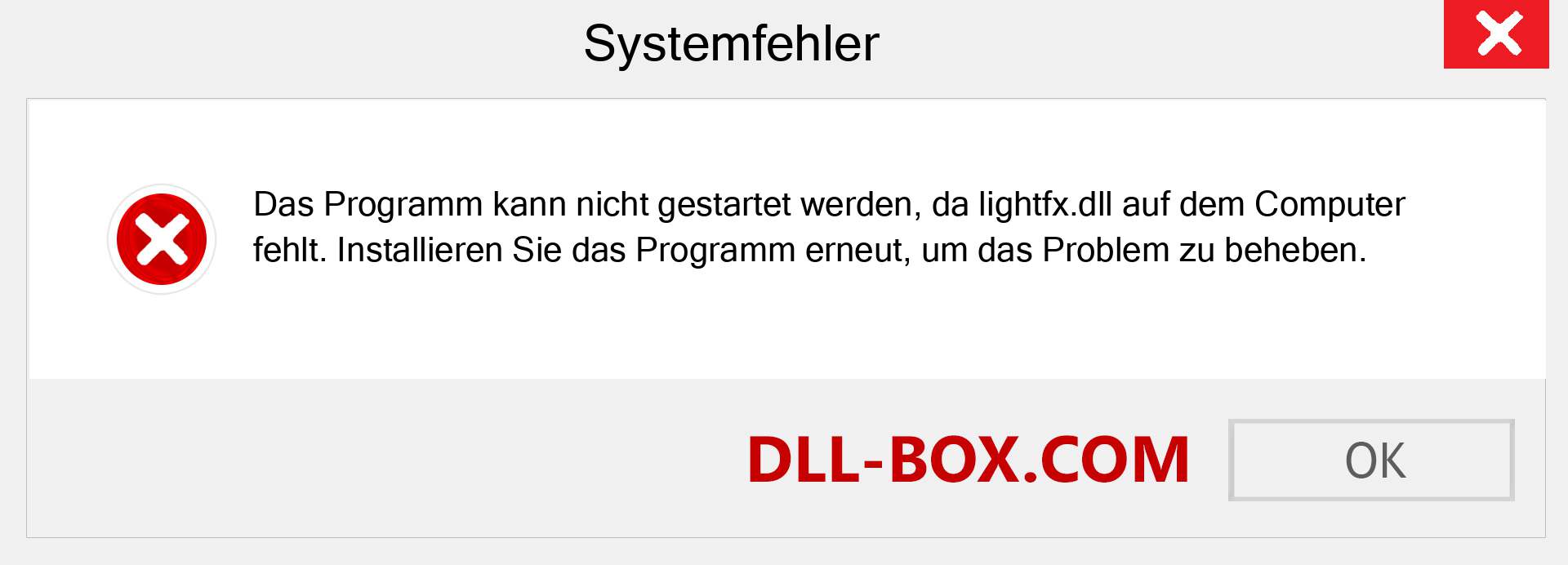 lightfx.dll-Datei fehlt?. Download für Windows 7, 8, 10 - Fix lightfx dll Missing Error unter Windows, Fotos, Bildern